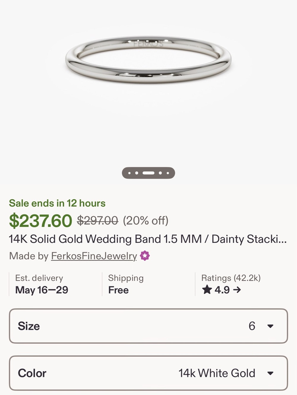 Ferkos Fine Jewelry 14k white gold band
